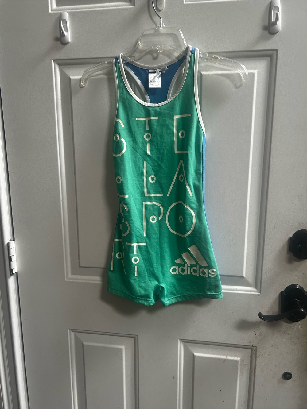adidas women’s StellaSport Logo Onesies inTeal Green/Blue Graphic Tank Sz XS
